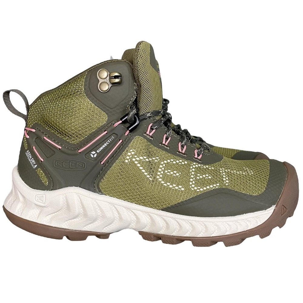 KEEN Women’s NXIS EVO Mid Height Waterproof Hiking Boots Olive Drab/Birch 5.5